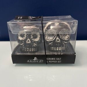 Salem St. Ceramic Skull Salt and Pepper Set